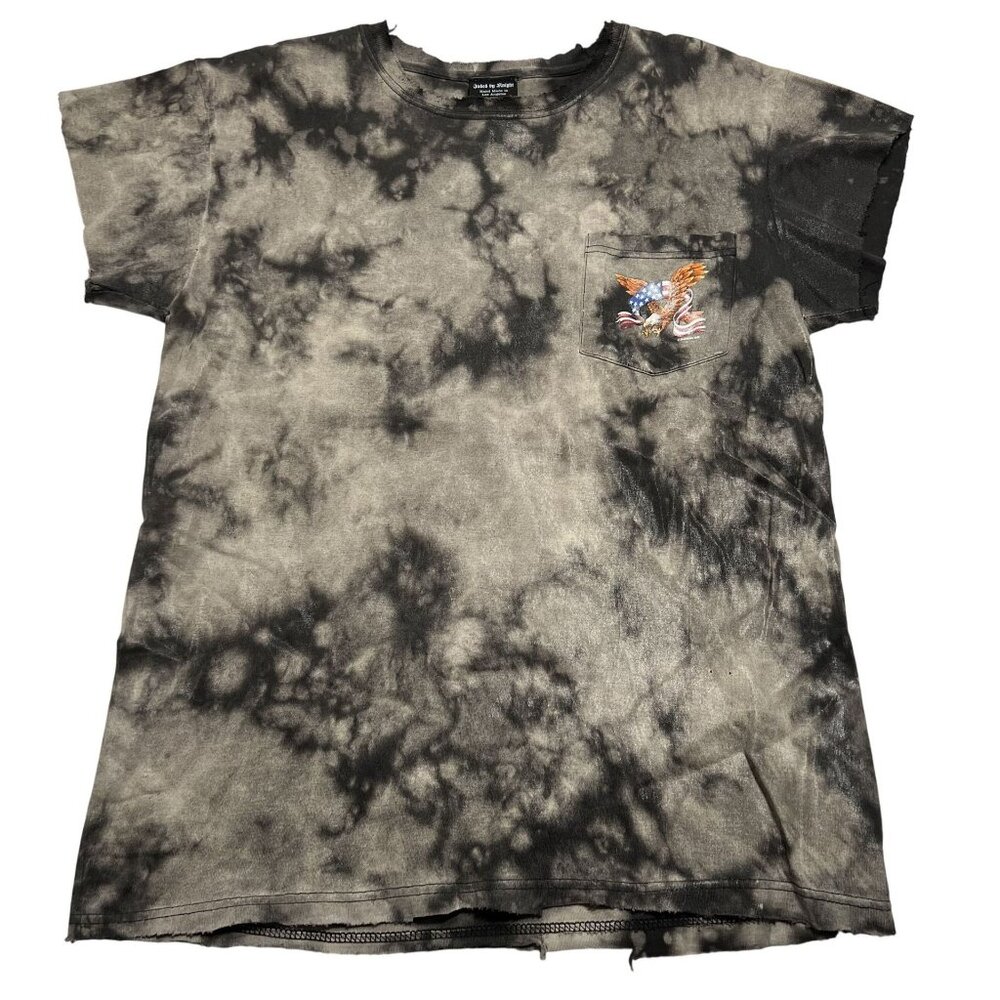 Jaded by Knight Eagle Classic Cycles Distressed Graphic T-Shirt in Black Tie Dye